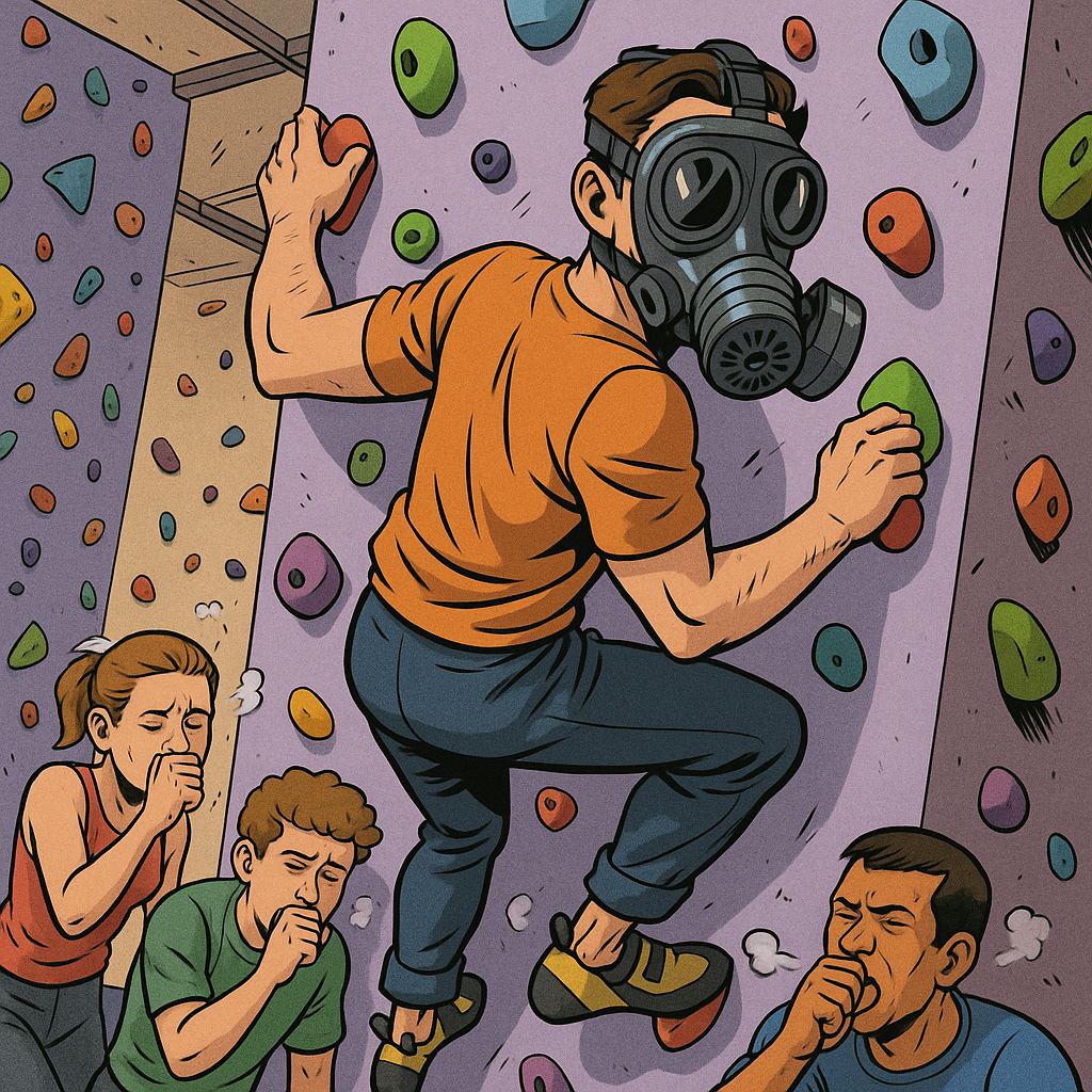 Le snif de caoutchouc, le nouveau trip de l’escalade en salle