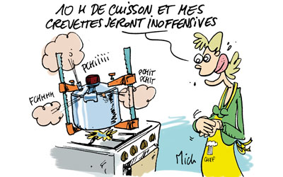 Attention, les crevettes sont cuites, je répète les crevettes sont cuites !